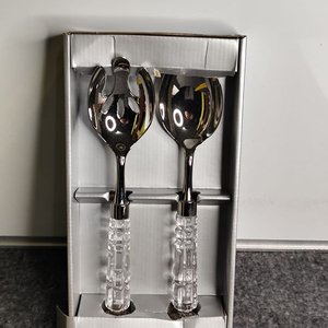 Juego de Cubiertos para Ensalada de Acero Inoxidable y Cristal Tallado - imagen 2