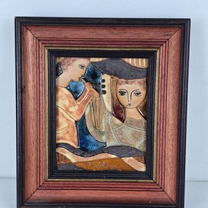 Cuadro con Relieve Cerámico Pintado a Mano Firmado J. Ruth - imagen 2