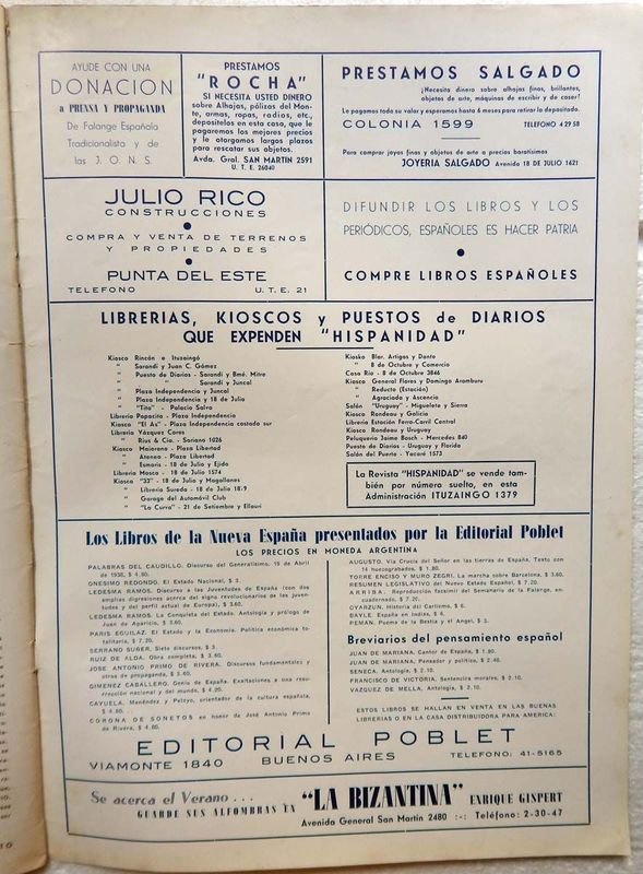 Revista Hispanidad: Publicación de la Falange Española Tradicionalista y de las J.O.N.S. en Uruguay - imagen 6