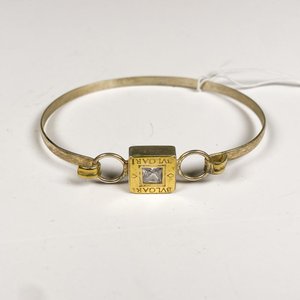 Pulsera Rígida de Plata con Piedra y Logo Bulgari - imagen 1