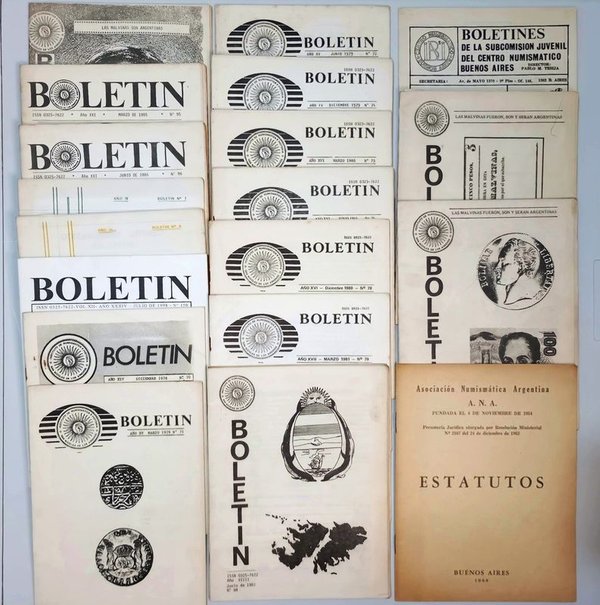 Lote de 19 Publicaciones Numismáticas Argentinas: Boletines y Estatutos - imagen 1