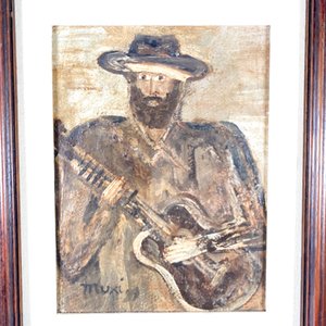 Cuadro "Payador" con Guitarra, Firma "Muxi '99" - imagen 2