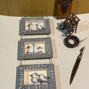 Lote de 3 Adornos Marinos y Pájaros en Marco - imagen 3