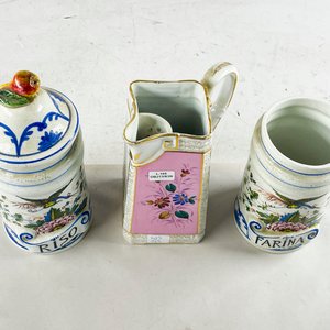 Jarra y Potes de Porcelana con Decoración Floral y Aves - imagen 2