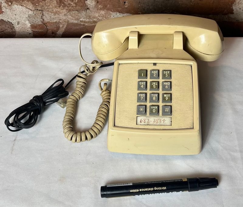 Teléfono Fijo Antiguo Digital Beige