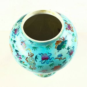 Potiche Oriental Celeste Floral en Porcelana - Sin Tapa - imagen 2