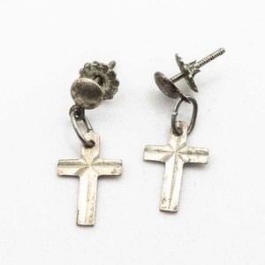 Tornillos para Oreja con Colgante de Cruz en Plata - imagen 1