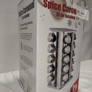 Especiero Giratorio Grande de Acero con 20 Frascos de Vidrio Nuevos en Caja - imagen 7