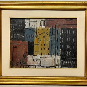 Pedro Gava "Estación" Óleo sobre Cartón - 1950 - imagen 2