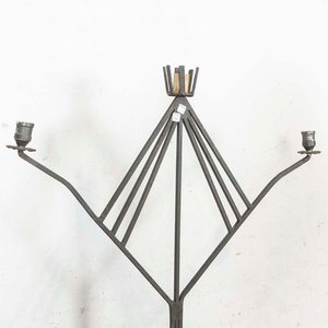 Lámpara de Pie Antigua de Hierro con Tres Luces y Base - imagen 3