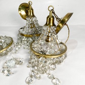Tres Apliques de Bronce con Cristales Estilo Vintage - imagen 3