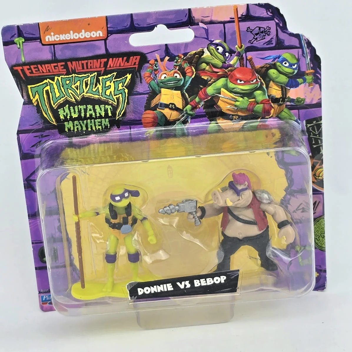 Figuras Tortugas Ninja Donnie vs Bebop Blister x2 Nickelodeon