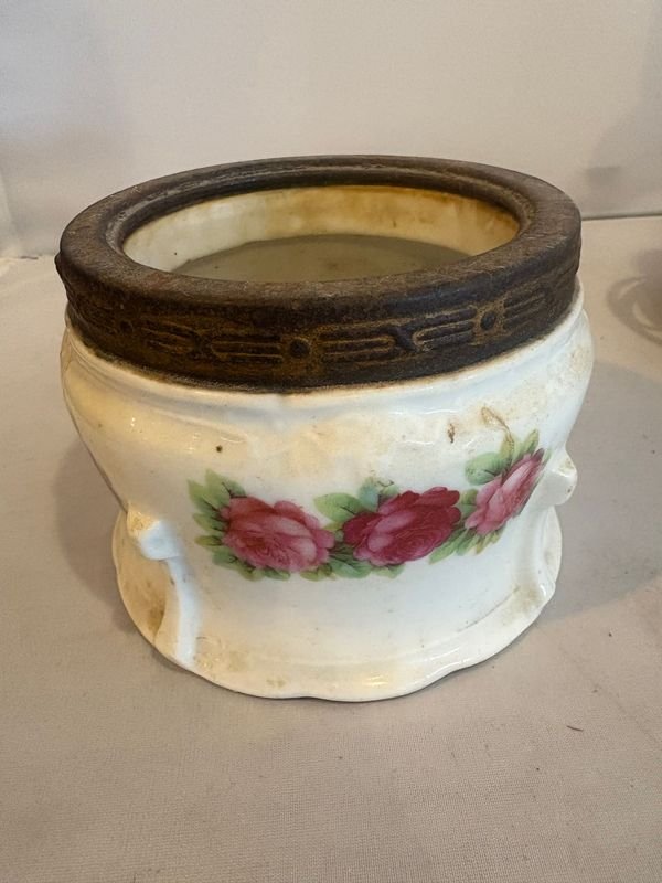 Caramelera y bombonera alemanas con flores y portalámparas - imagen 2