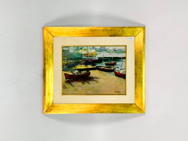 Pintura óleo sobre tela, paisaje marino, firmada por Elsa Fernández Espina - imagen 1