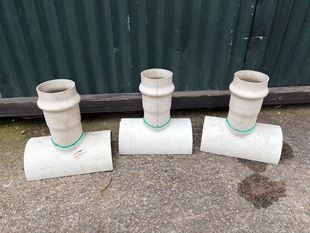 3 Conectores de PVC en Forma de T para Desagüe