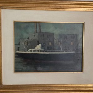 Cuadro "Barco Industrial" de Raúl Rial, 33 x 23 cm - imagen 2