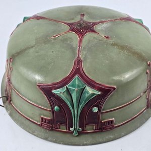 Porta Maceta Mayólica Art Nouveau Austríaco con Cadena - imagen 8