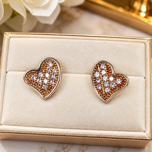 Pendientes Corazón en Plata 925 con Cristales Brillantes - imagen 2