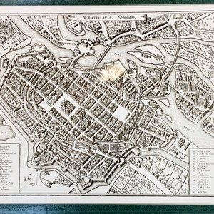 Mapa Antiguo de Breslavia (Wratislavia) en Polonia, Marco Dorado - imagen 2