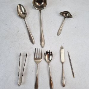Juego de 8 Piezas de Vajilla en Alpaca Plateada: Cuchara, Cucharón y Más - imagen 3
