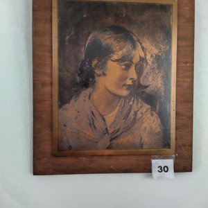 Cuadro en Madera y Bronce con Relieve de Rostro Femenino - imagen 2