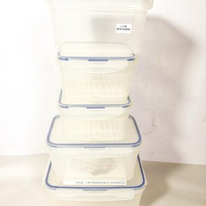 Juego de 5 Tapers Plásticos Transparentes con Tapa Azul - imagen 1