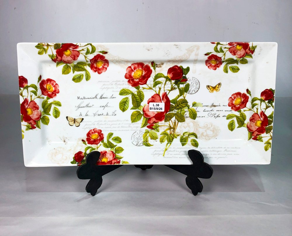 Bandeja de Porcelana Blanca con Diseño Floral "Botanical Collection"