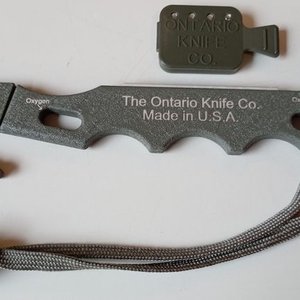 Cutter de Supervivencia Ontario Knife Co. Modelo 1 Made in USA con Estuche y Cuchillas de Repuesto - imagen 3