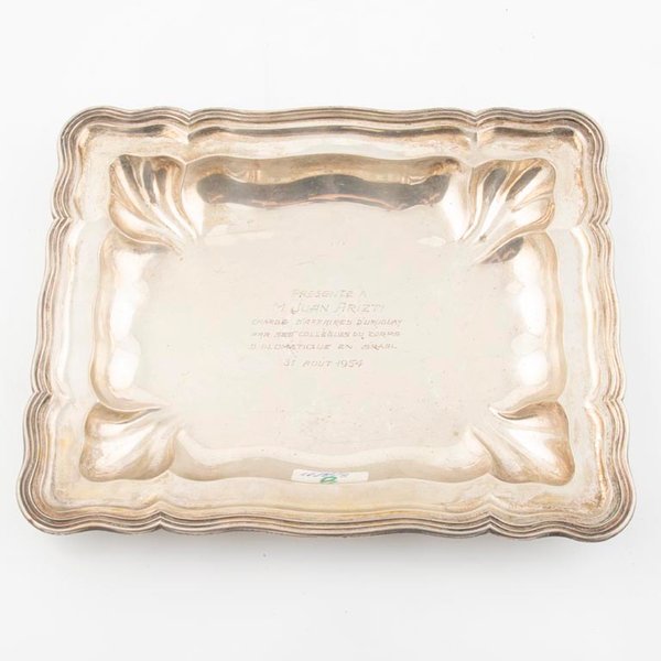 Fuente Rectangular de Plata 800 con Dedicatoria - 30x24cm