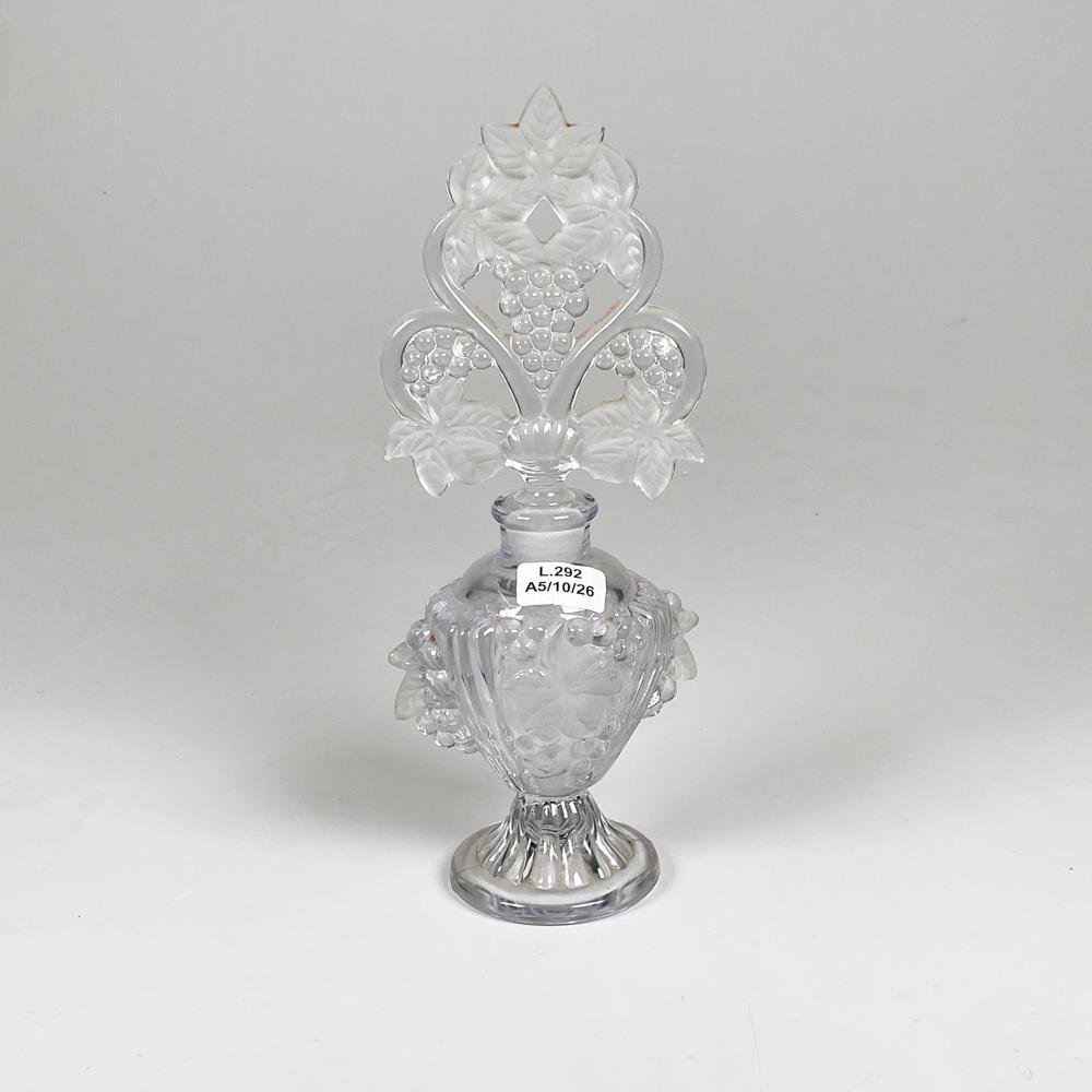 Perfumero de cristal con tapón, altura 22 cm