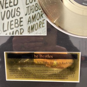 Cuadro The Beatles con Disco de Oro "All You Need Is Love" y Certificado - imagen 2
