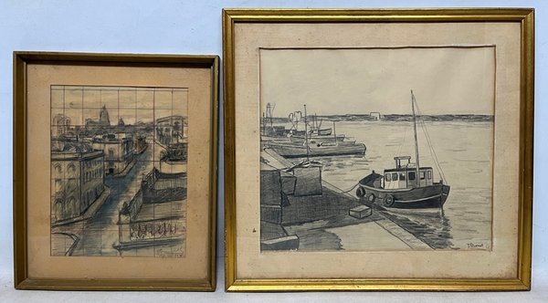 Lote siguiente: Humberto Frangela: Ciudad vieja y Puerto, obra de arte en papel