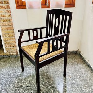 Par de Sillones Antiguos de Roble con Asiento de Cardo - imagen 6