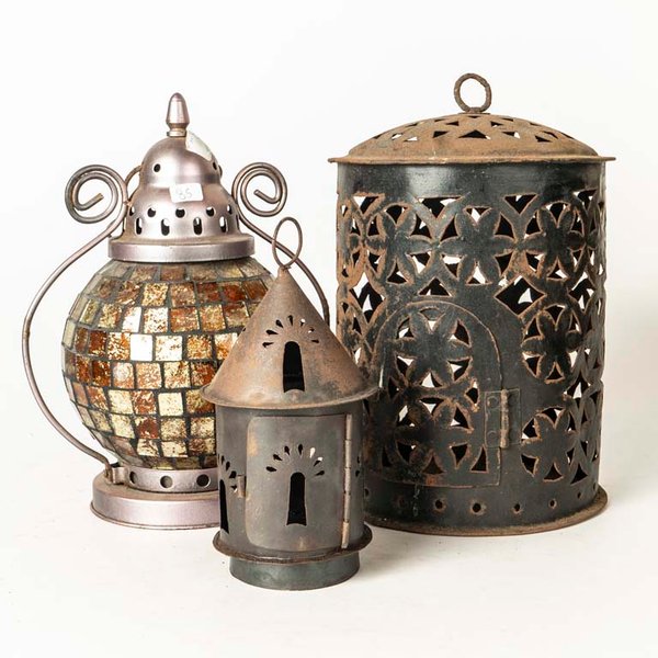 Lote de 3 Faroles Metálicos Decorativos