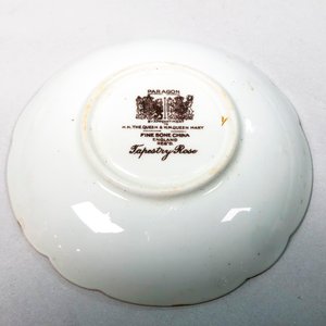 Taza y Platito de Porcelana Inglesa Paragon Floral "Tapestry Rose" con Guarda Dorada - imagen 5