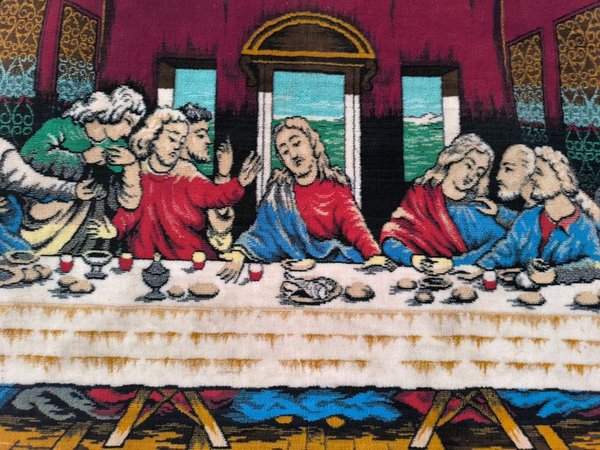 TAPIZ ANTIGUO DE LA ÚLTIMA CENA - MUY BUEN ESTADO - imagen 3