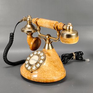 Teléfono Antiguo Electrofon Estilo Vintage Dorado y Marrón - imagen 7