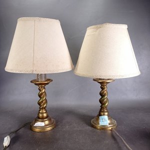 Par de Lámparas de Mesa Vintage con Tulipas Beige - imagen 2