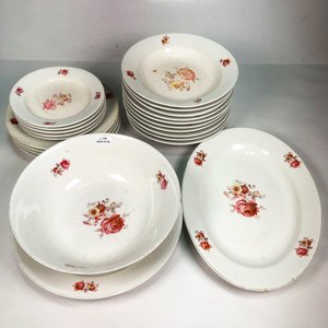 Juego de 22 piezas de porcelana OLMOS con flores y guarda dorada - imagen 2