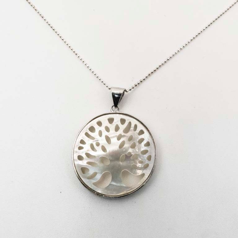 Colgante Árbol de la Vida en Plata y Nácar con Cadena