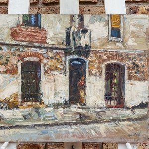 Obra de Aldo Curto: "Casa de la Rambla Portuaria" - Óleo 44x55 cm - imagen 2