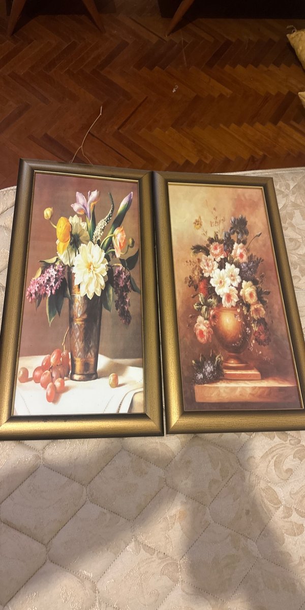 Par de Cuadros Decorativos con Flores y Frutas