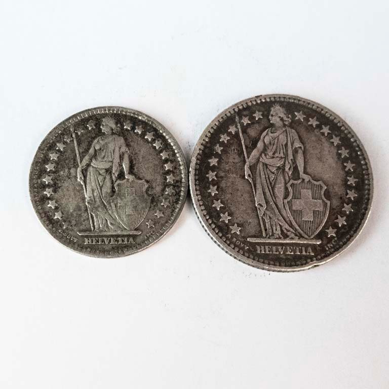 Dos Monedas Suizas: 5 Francos de 1941 y 1 Franco de 1921