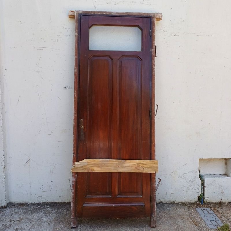 Puerta de tablero y vidrio con marco, completamente en cedro - imagen 1