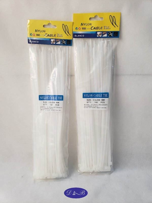 Set de 2 Paquetes de Precintos de Nylon Blancos (200 Unidades Totales)