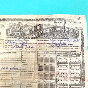 Certificado-Guía Antiguo para Transacciones Rurales - Fray Bentos 1955 - imagen 3