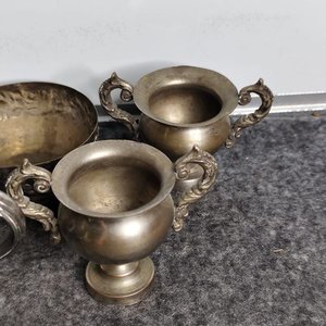 Lote de Azucarero Pesado con Asas y Patas Labradas, Cubo para Hielo y Pinzas, Metal - imagen 7
