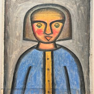 Oleo "Personaje" de Walter Deliotti - 46 x 38 cm - imagen 2