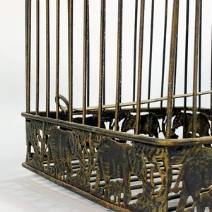 Jaula Decorativa de Alambre Negra con Techo Cúpula y Elefantes - imagen 3