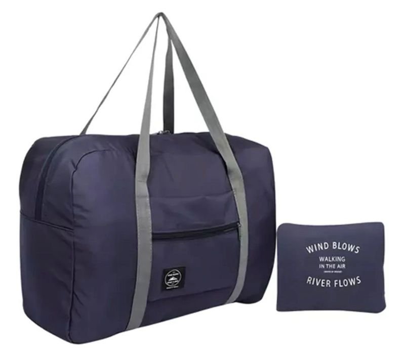 Bolso Plegable Impermeable Azul para Viaje 46x31x15 cm